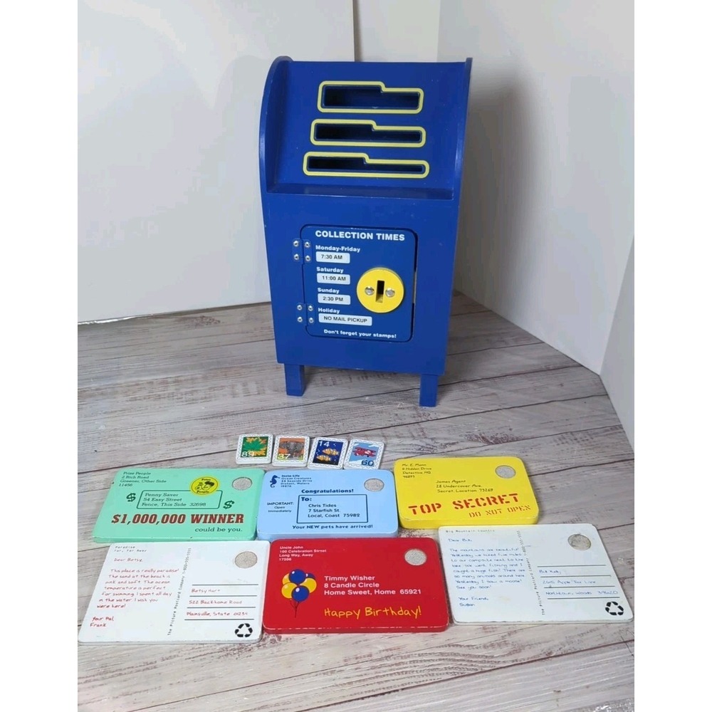 Melissa & Doug Stamp and Sort Wooden Activity Mailbox with Key & 6 Toy Letters